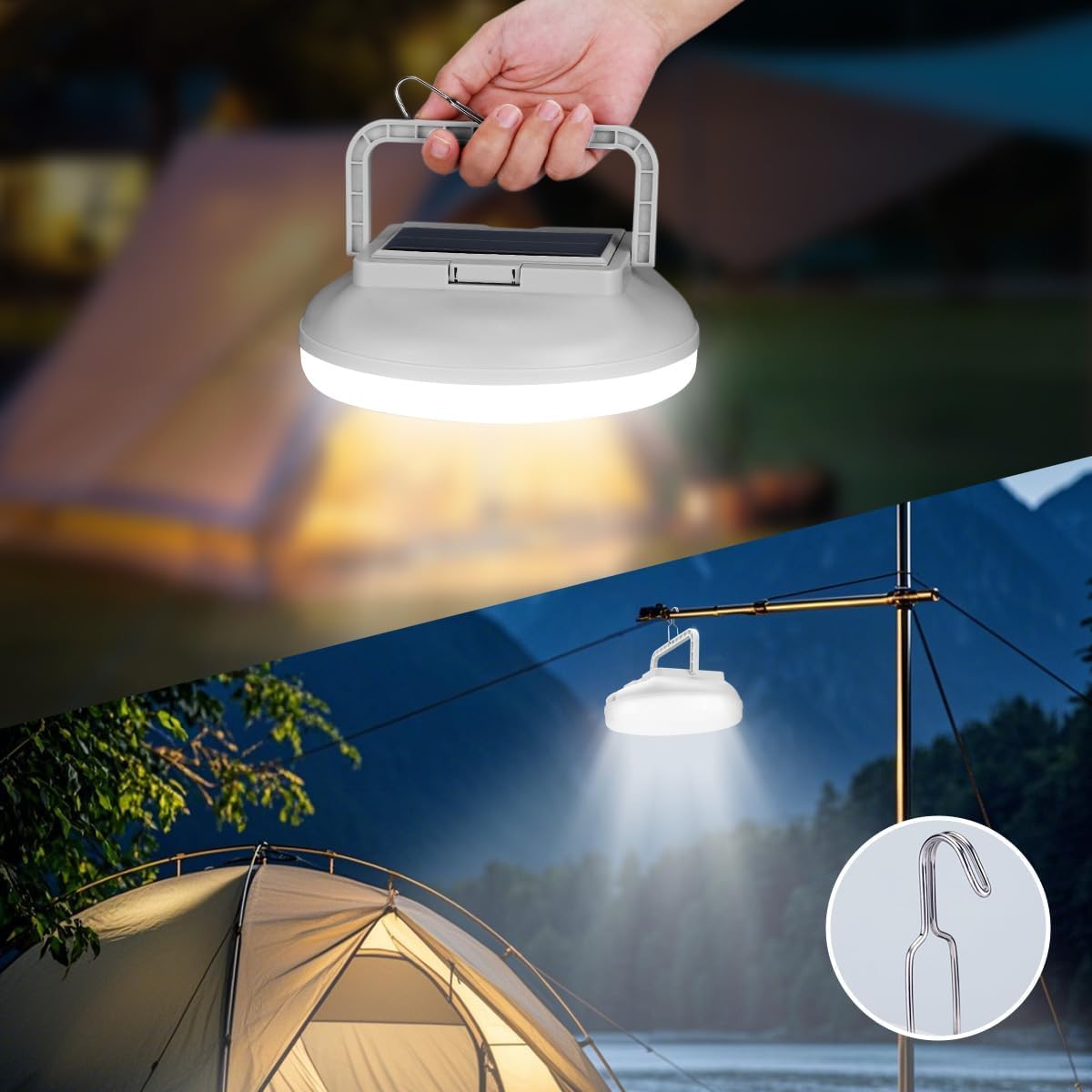 Luz solar USB de camping con control remoto, linterna portátil para camping, impermeable, lámpara de tienda de campaña al aire libre para camping, toldo, emergencia de huracanes, cortes de energía