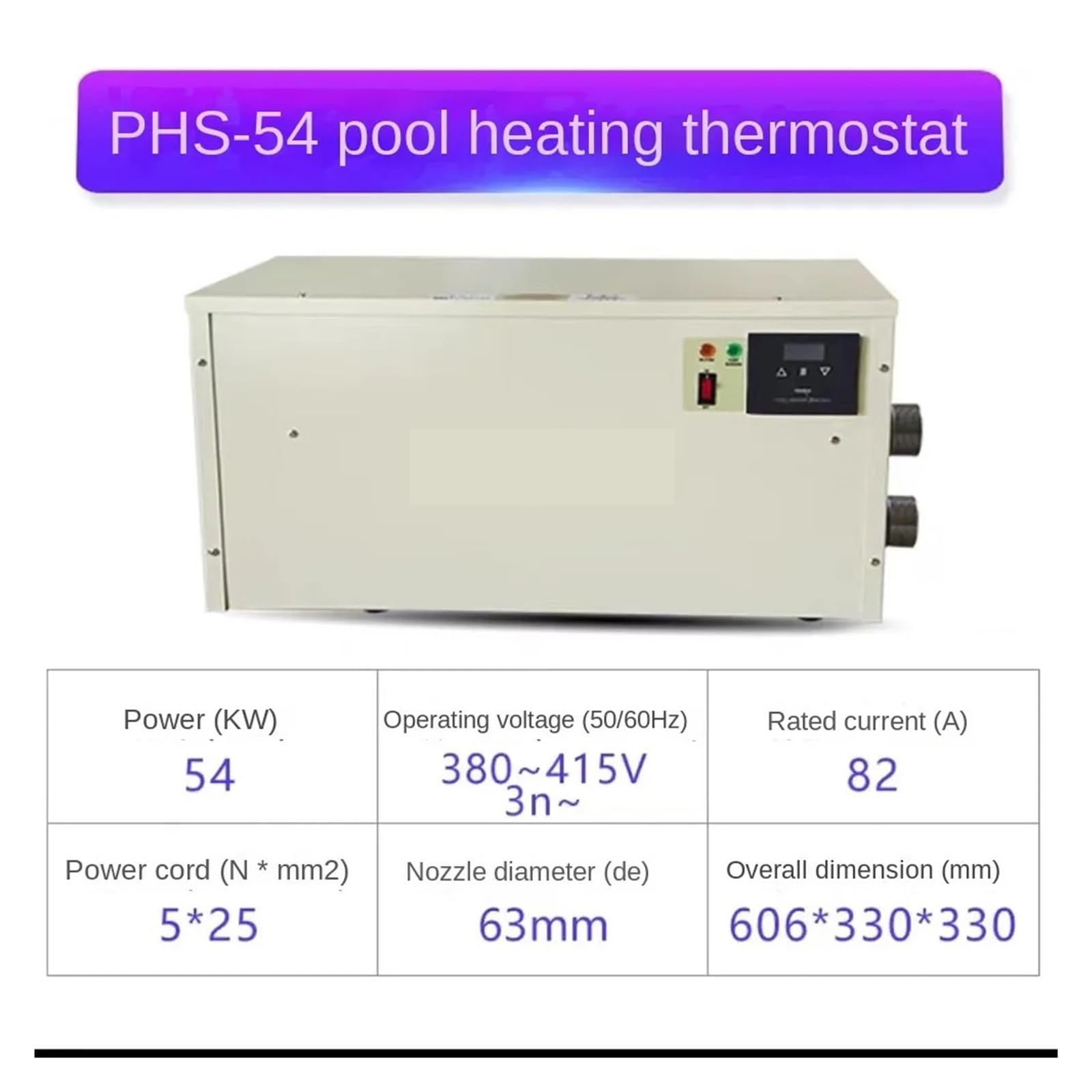Bomba de calor for piscina 54KW, calentador agua eléctrico, for y SPA(50mm)