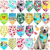 Frienda 20 Pcs Summer Spring Dog Bandanas Hawaiian Style Washable Triangle Pet Bibs Assortment Puppy Kerchief Accessories for Small Medium Pets Dogs Cats(X-Large)