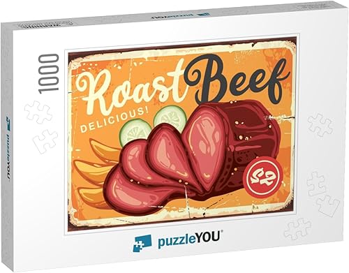 Roast Beef Vintage Restaurant Menu Sign with Delicious Me... Jigsaw Puzzle Jigsaw Puzzle with 1000 Pieces