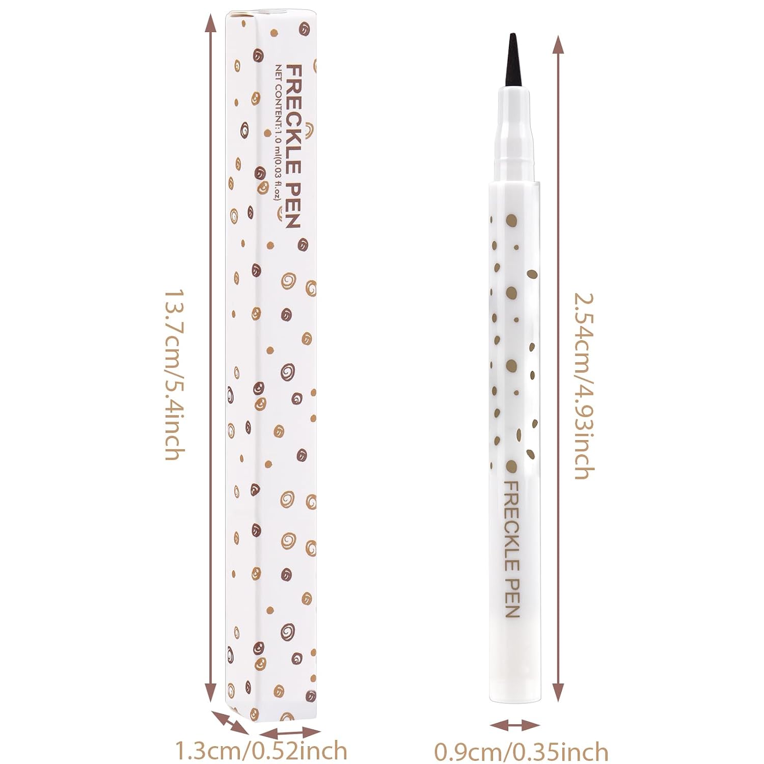 2 PCS Freckle Pen, Soft Faux Freckle Stamp, Magic Fake Freckles Stain Marker【Waterproof】 【Long Lasting】 【Quick Dry】 for Natural Lifelike Sun-kissed Makeup（04# Dark Brown+04# Dark Brown）