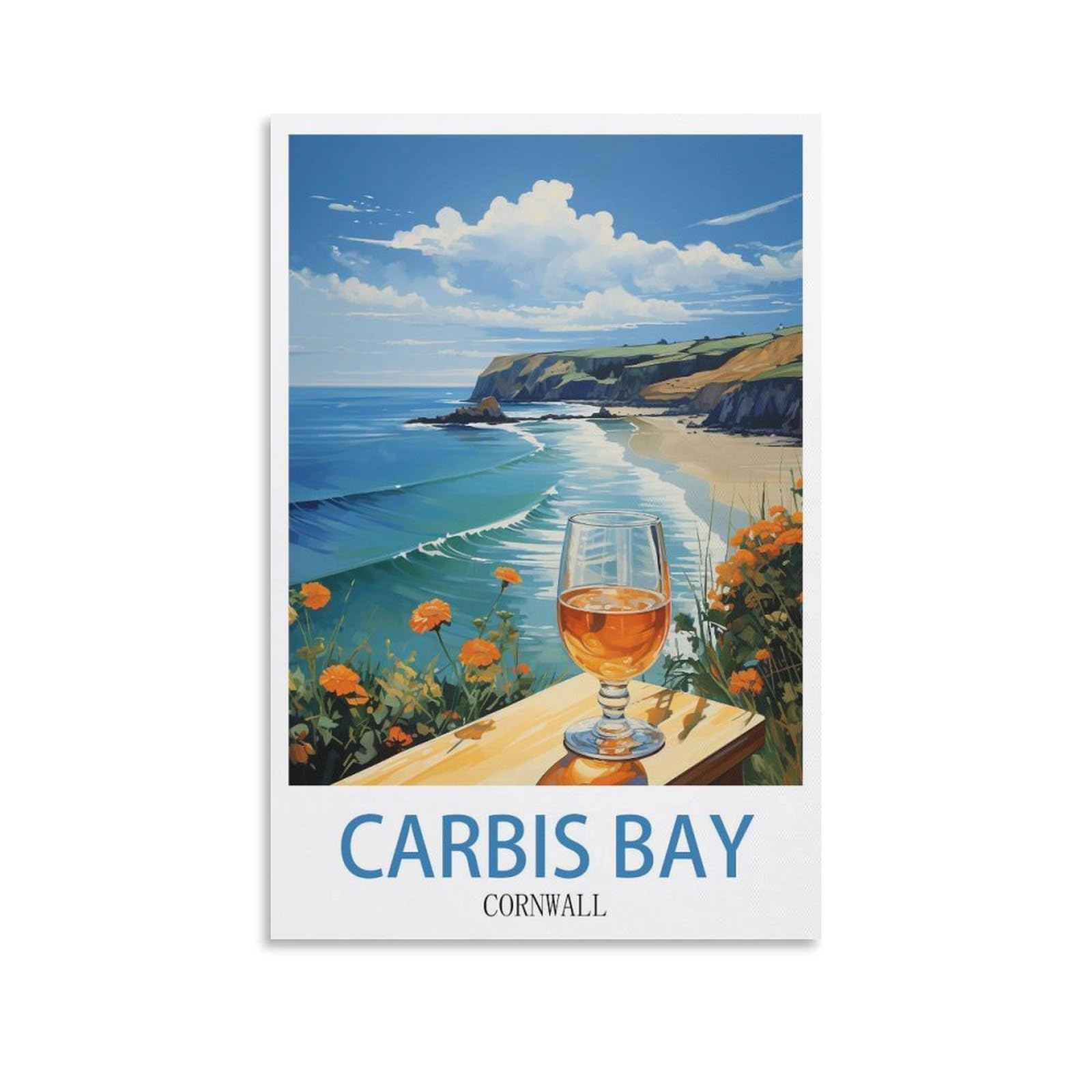 EZMLFA 5D Diamond Painting Kits for Adults,Carbis Bay Cornwall,Diamond Painting,Landscape Gem Art Kits Adult and Crafts Home Decor 40x40cm