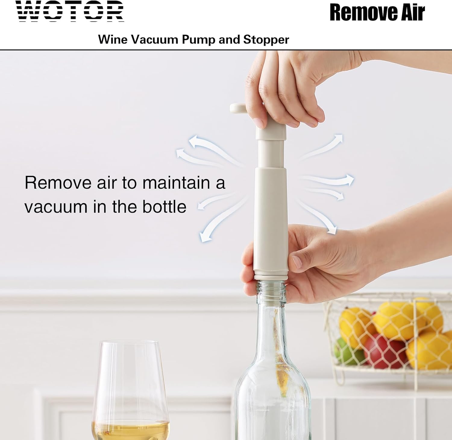 WOTOR Wine Stoppers Vacuum, Wine Saver, Wine Pump Vacuum Stoppers, Wine Preserver, Reusable Bottle Sealer Keeps Wine Fresh (Cream, 24 Pieces)
