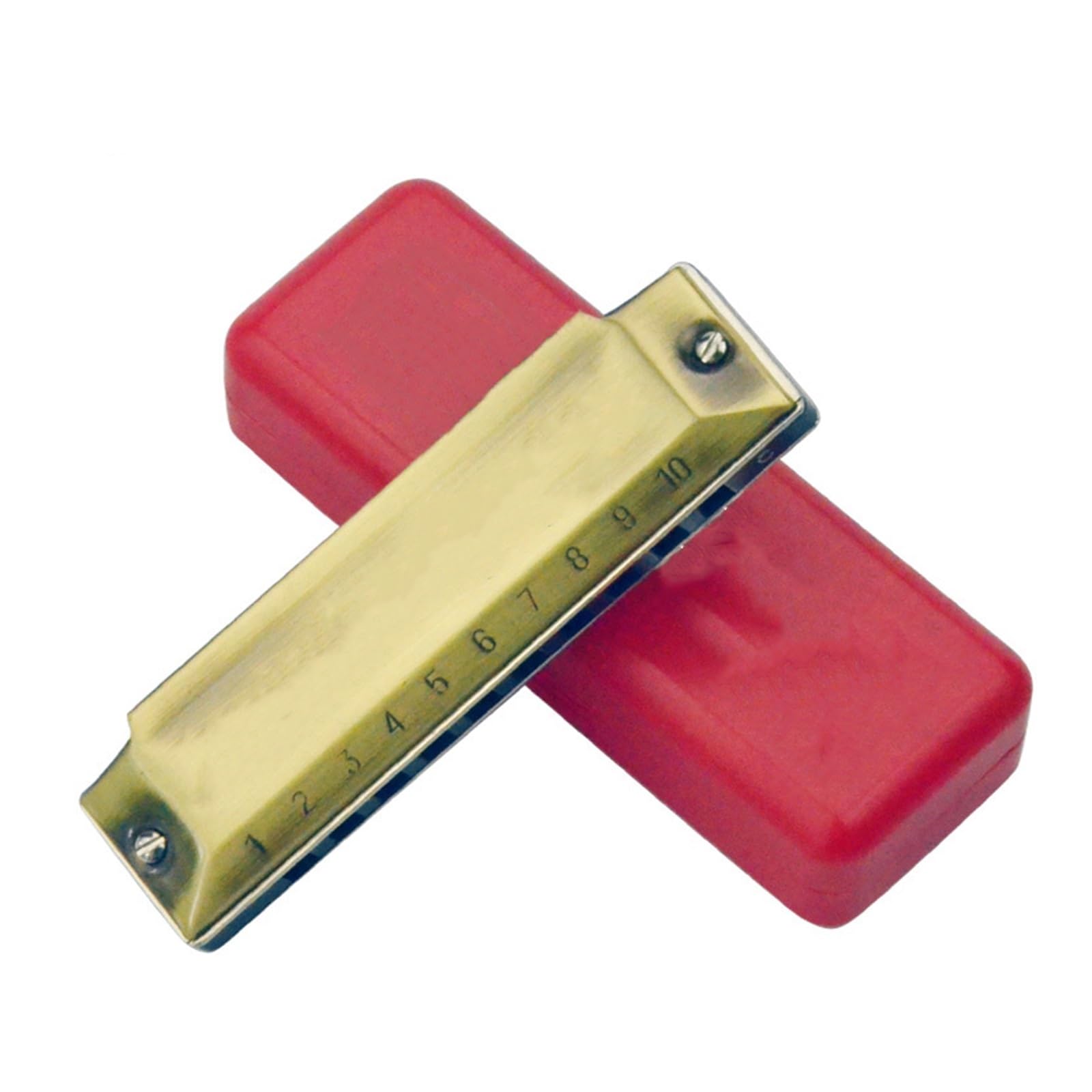 Mundharmonikas Mundharmonika, C-Ton-Taste, 10 Löcher, Harfentastatur, Professionelle Musikinstrumente, Akkordeon (Color : Gold)