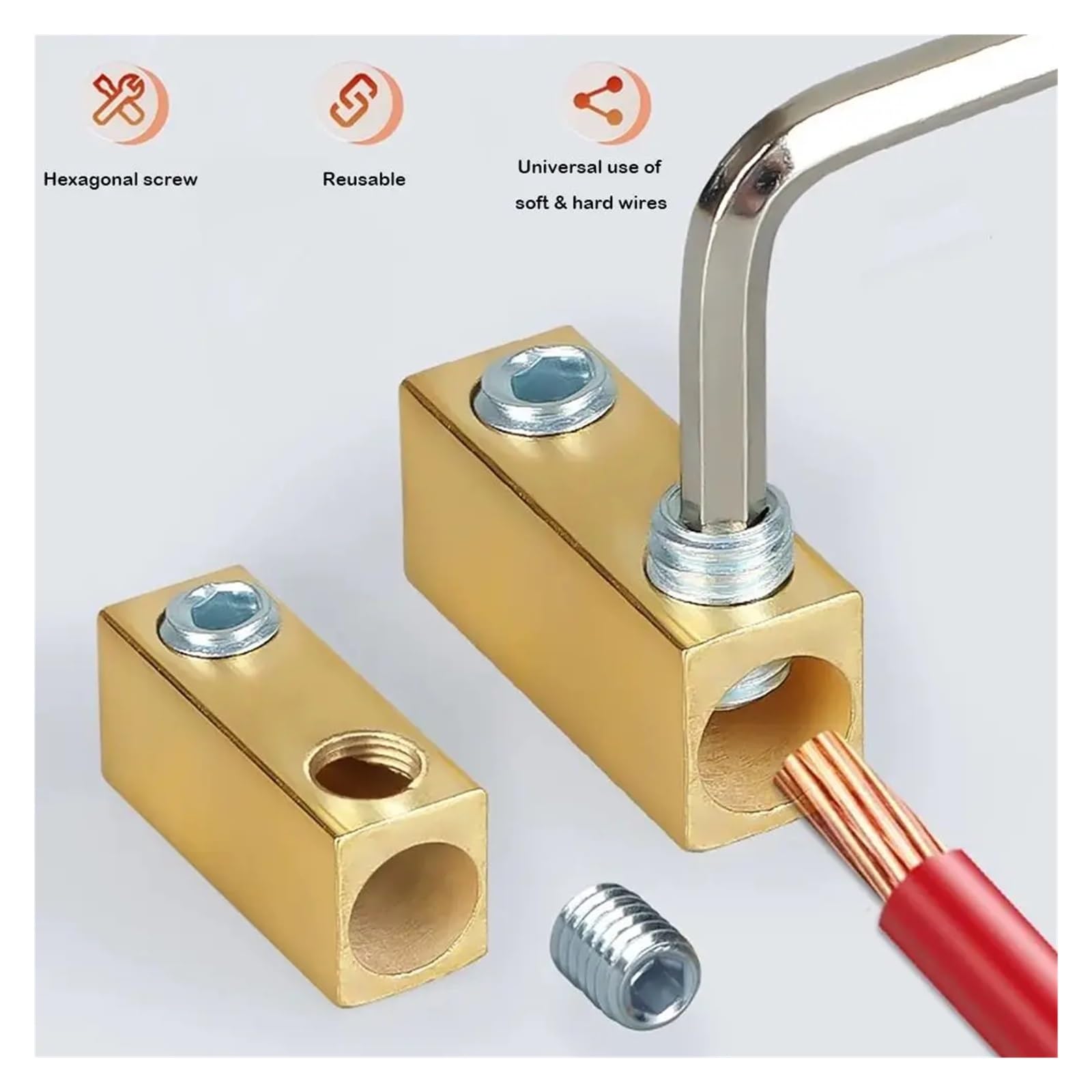 10/20-teiliges Messing-Anschlussklemmenset mit Schrumpfschlauch, 10/20/60/80 A, 1 Eingang, 1 Ausgang, Hochleistungs-Splitter, Schnellverbinder(Set2)