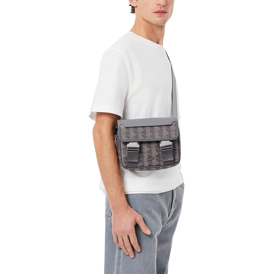 【LACOSTE】NOMOGRAMME Flap Messenger Bag_NU4838M (GREY BLUE) LACOSTE cross body bag Nomogramme Flap Crossover Bag S