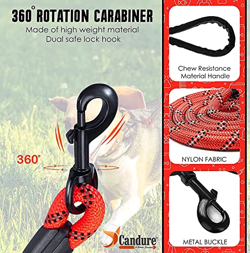 Candure Hundeleine für Große und Kleine Hunde - Trainingsleine, Bissfest, Schleppleine Rund mit Weich Gepolsterter, Tauleine 1.5M Dog Leash Hausleine