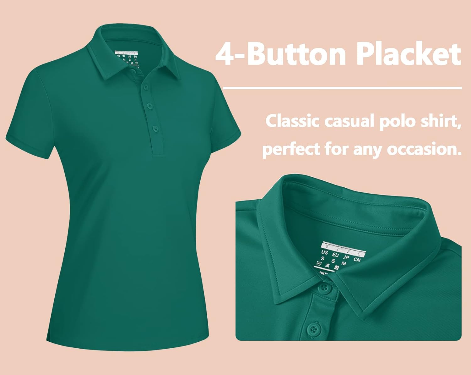 TACVASEN Women's Golf Polo Shirts Short Sleeve UPF 50+ Sun Protection Golf Shirts for Women Quick Dry Collared Polos - Image 5