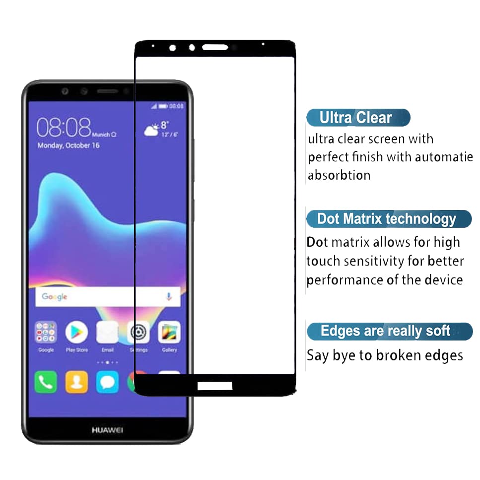 Image of Screen Protector for Huawei Honor Y9 (2018) (Black) Tempered Glass Edge-to-Edge 6D Screen Guard With Installation Ki