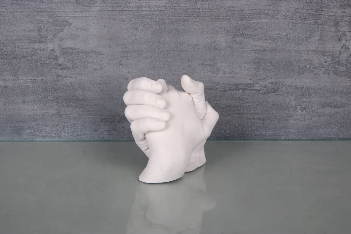 Rayher 34471000 zestaw do formowania rąk, opakowanie do majsterkowania, odlewanie rąk o wyglądzie 3D, 500 g masy do wyciskania + 1000 g proszku gipsowego, prezent na ślub