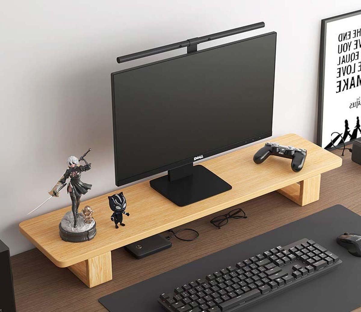 Portamonitor Webian Vintage in Legno per PC, Laptop e Schermo TV, casa o Ufficio, 40 x 20 x 12 cm(Legno,60x20cm)