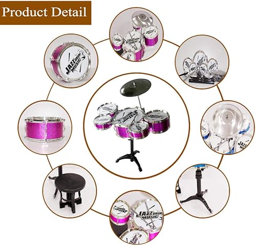 Miniatura 18 de Juego de tambor para niños, instrumento de percusión educativo para niños, juguete estimulante de la creatividad de los niños, juguete de jazz