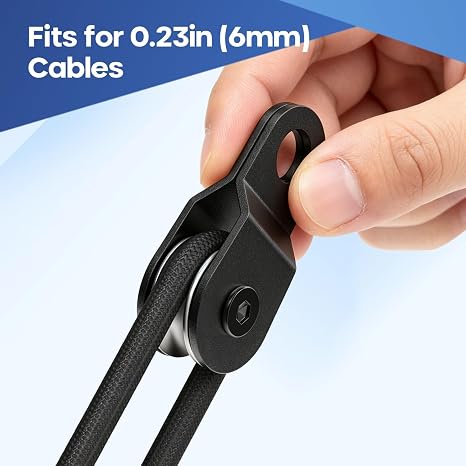 20Pcs Black Small Snatch Block Pulley with Ball Bearing | Single Pulley Wheel for 0.23 Inch/6mm Wire Rope Cable, Load 70 Lb
