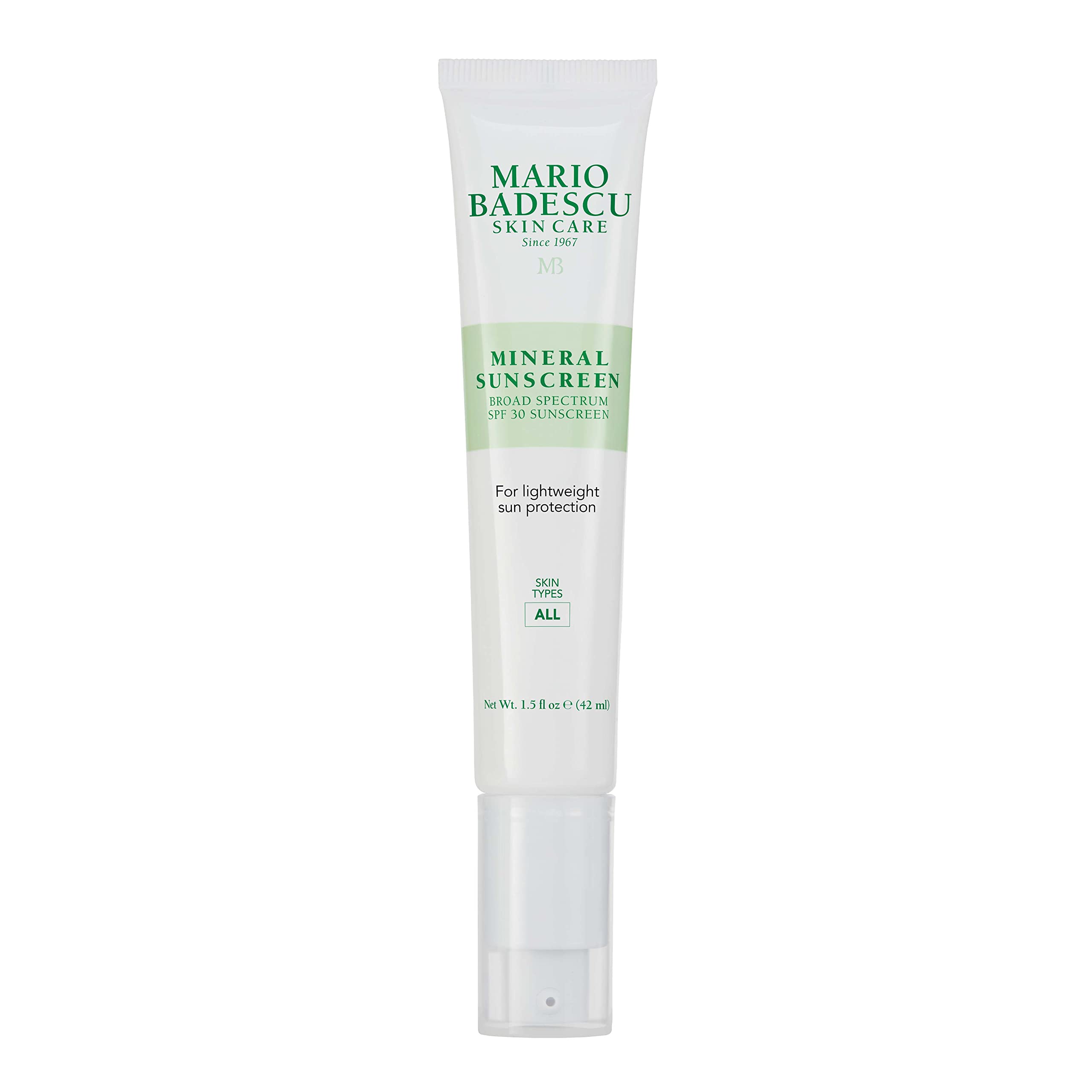 Mario Badescu Mineral Sunscreen SPF 30 for All Skin Types | Reef Safe, Oil-free Moisturizer Formulated with Zinc Oxide, Hyaluronic Acid & Antioxidants | 1.5 Fl Oz