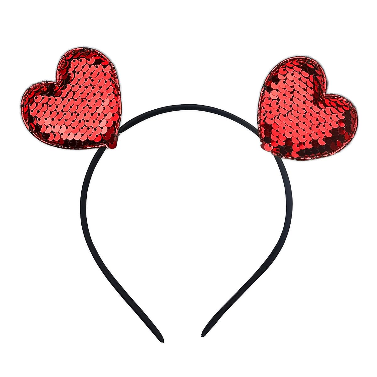 Doneace Red Valentine's Day Heart Headband Hair Band Red Sequin Love Hair Hoops Glitter Heart Shaped Hair Accessories Headdress For Women Girls New Year Holiday Wedding Birthday Party Gift