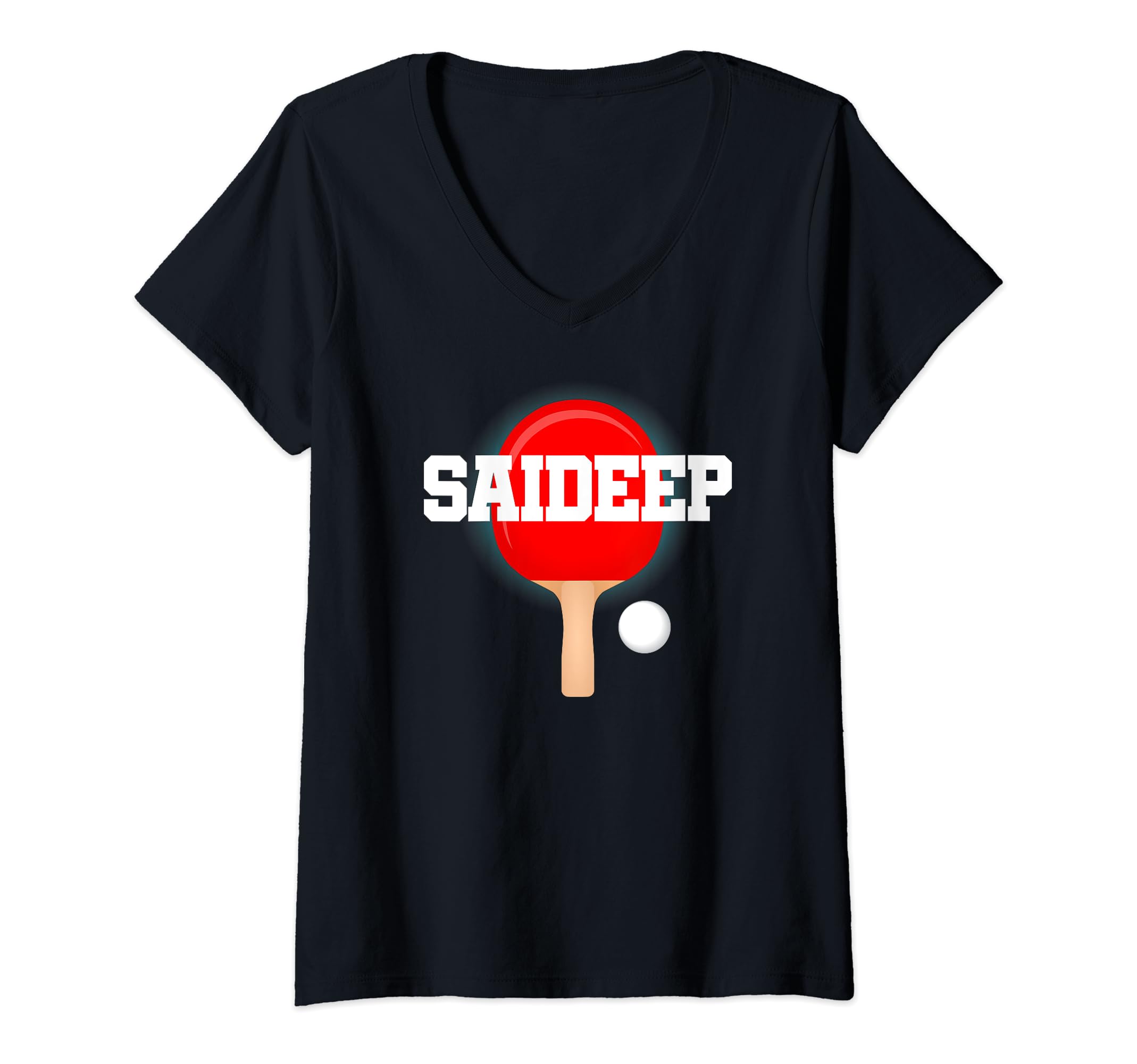 Saideep Name Boys Table Tennis Ping Pong Game Racket Sports V-Neck T-Shirt