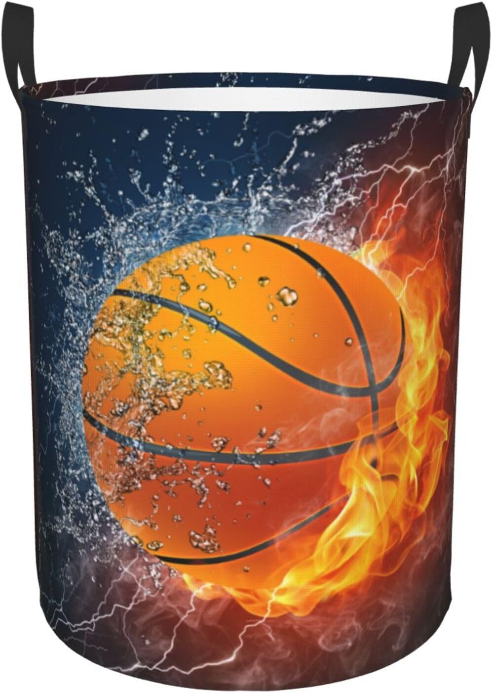 Gbuzozie Sport Basketball Ball Round Laundry Hamper Storage Basket Toys Clothes Organizer Bin For Home Bathroom Bedroom Dorm Nursery, 38l