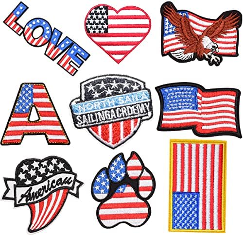 Anime Patch Cute Mouse Applique Embroidered Patches Appliques for Clothes, Backpacks Iron on Patches DIY (US Flags)