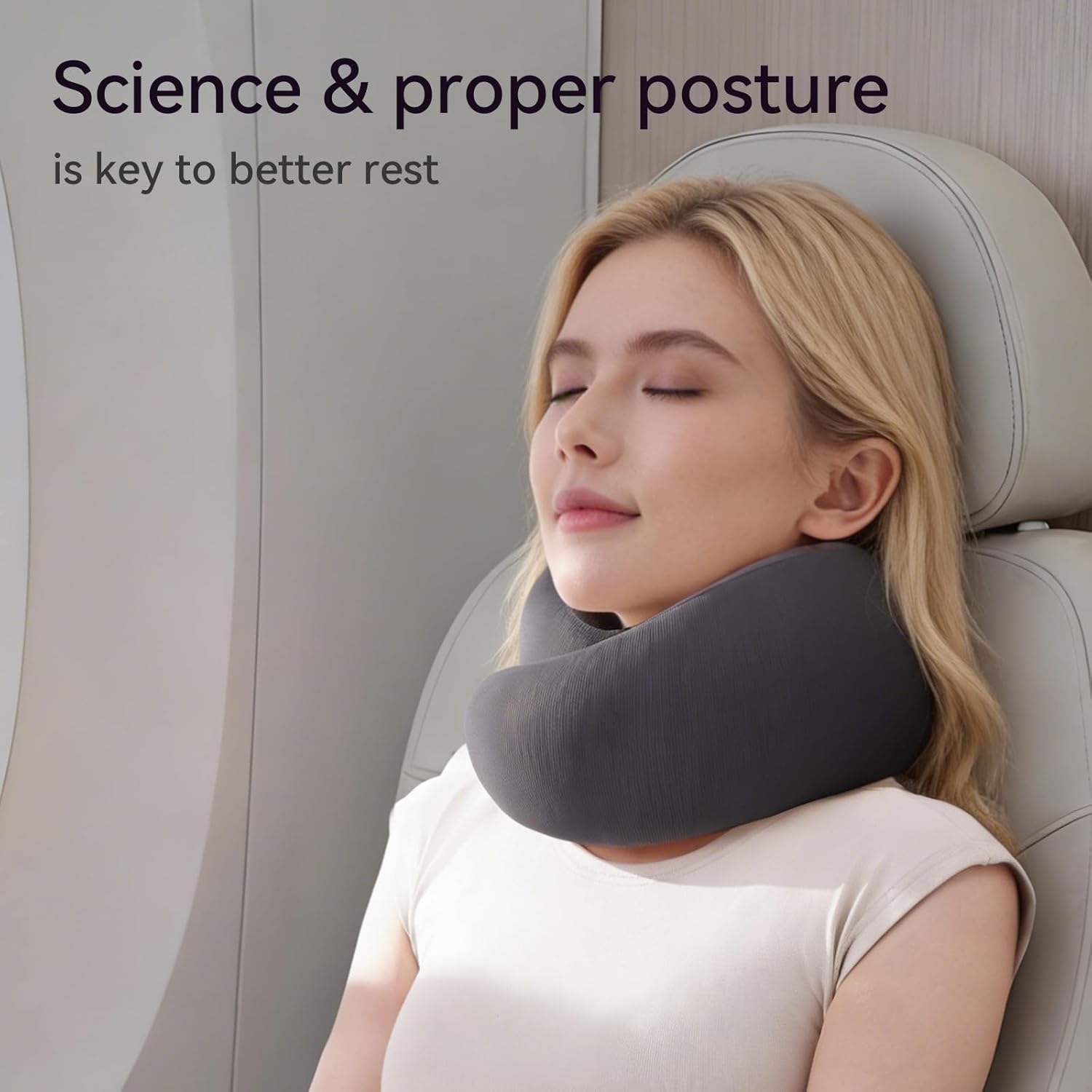 Travel Pillow - Memory Foam Neck Pillow Airplane, Neck Travel Airplane Pillow for Long Flight, Portable Travel Essentials, 360º Ergonomic Support, Machine Washable, Black - Image 6