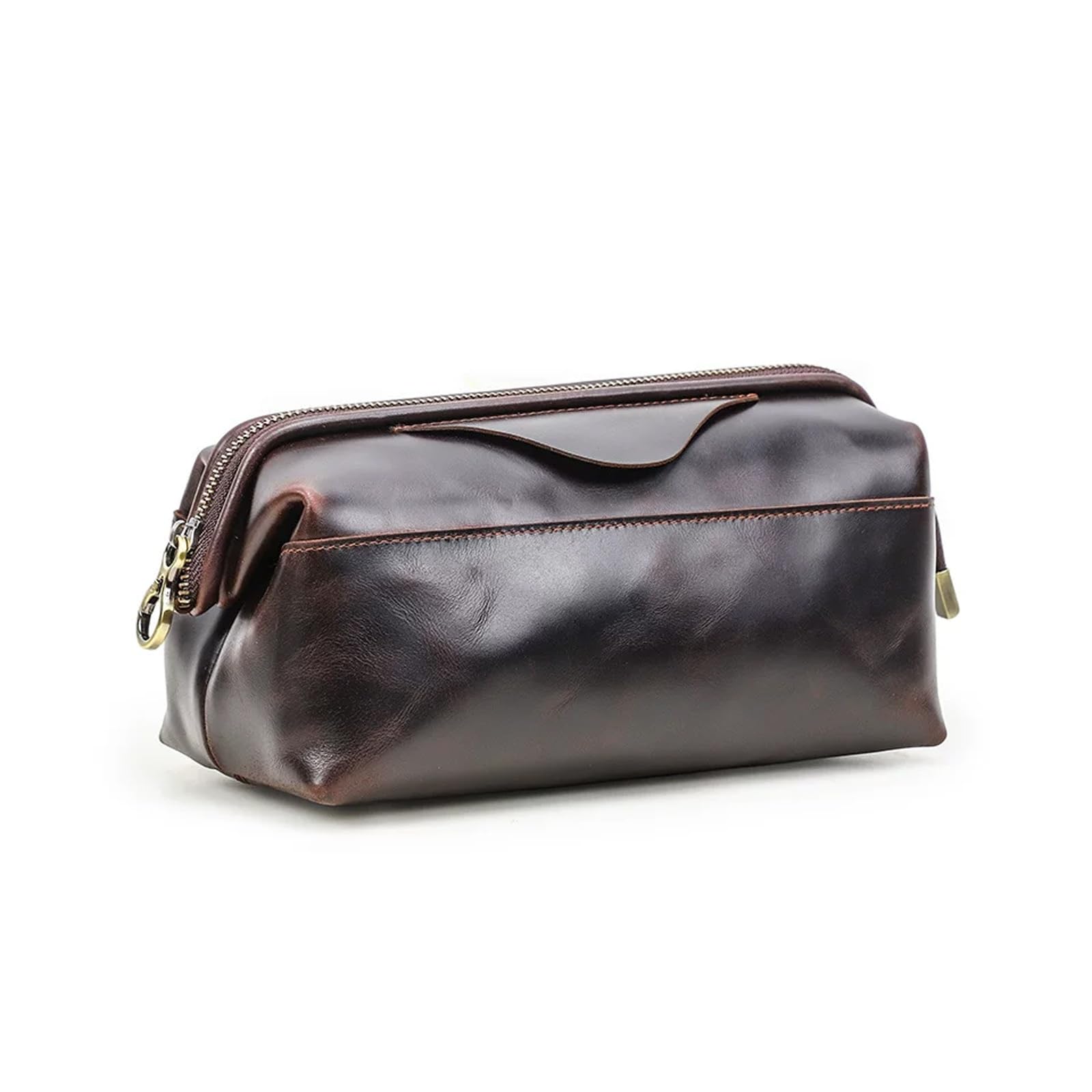 Estuche Organizador de Cuero for Dispositivos electrónicos de Viaje, Bolsa de Transporte for Almacenamiento de Cables con Cremalleras, Bolsa tecnológica(Brown)