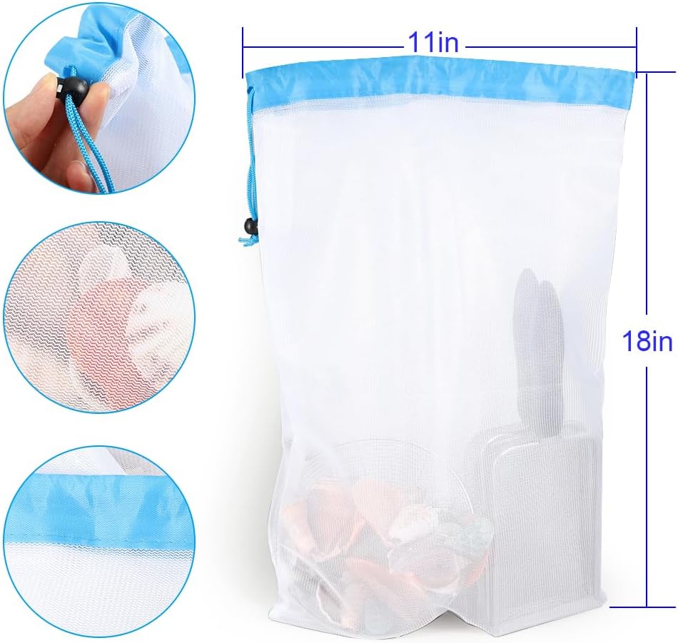 Beach Sand Sifter, 2 Beach Sifting Sand Telescoping Pole Sets with Scoops, Baskets, Mesh Bag, for Picking Up Shells Shovels Shark Teeth