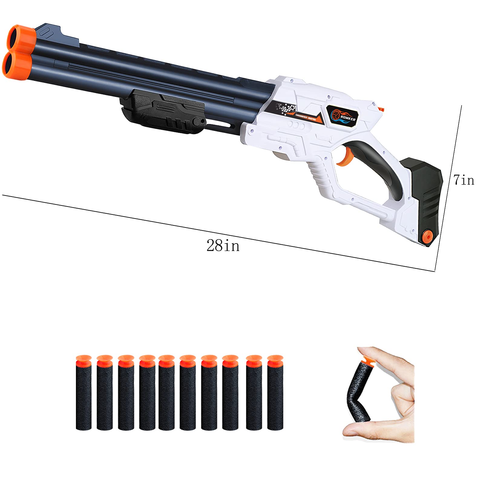 Romker Blaster Toy Gun for Nerf Gun Bullets, Double Barrel Toy Shotgun