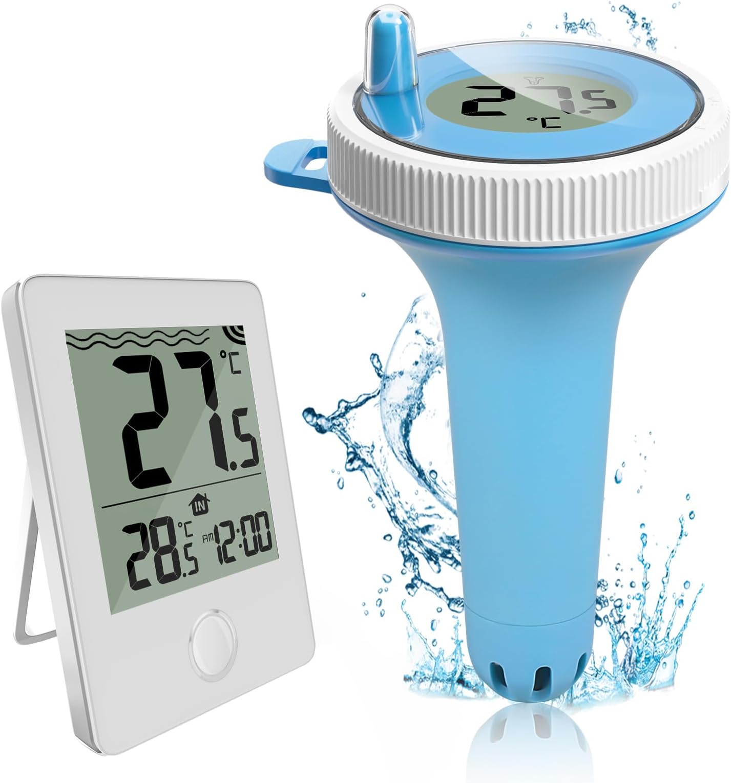 Pool Thermometer Floating Easy Read Wireless Digital Water Thermometer for Indoor and Outdoor Swimming Pools with RCC Function,Remote