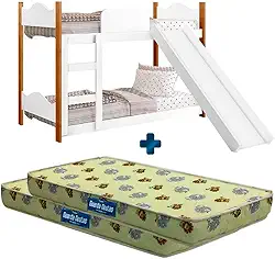 Beliche Infantil com Escorregador e Colchão, Branco