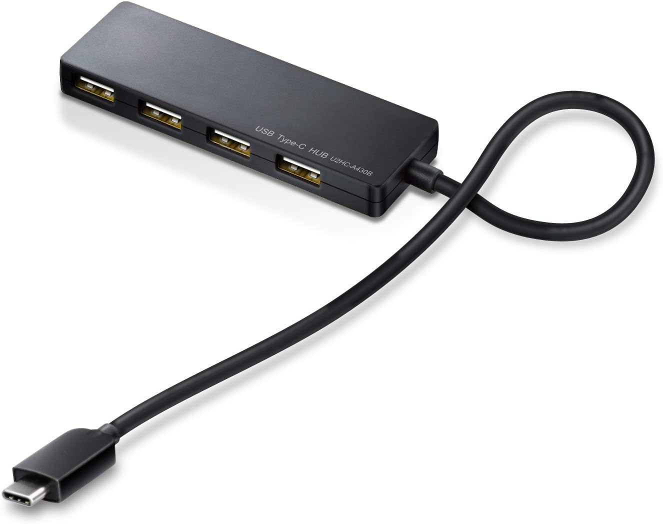 Elecom U2HC-A429BXWH USB Hub, USB 2.0, Type-C A Female 4 Ports, Bus Power, 5.9 inches (15 cm) Cable, Compatible with MacBook, iPad, Surface GO Pro 7, Chromebook, etc