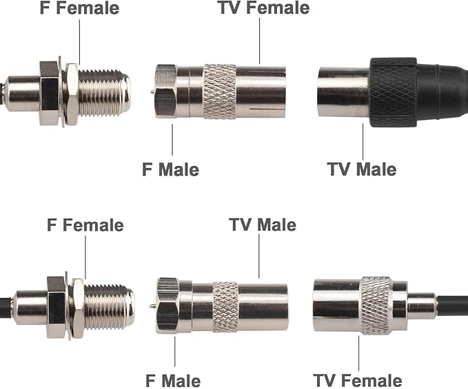 Adaptador RF F a TV PAL Macho/Hembra 50 Ohm 4 Piezas miniatura 3