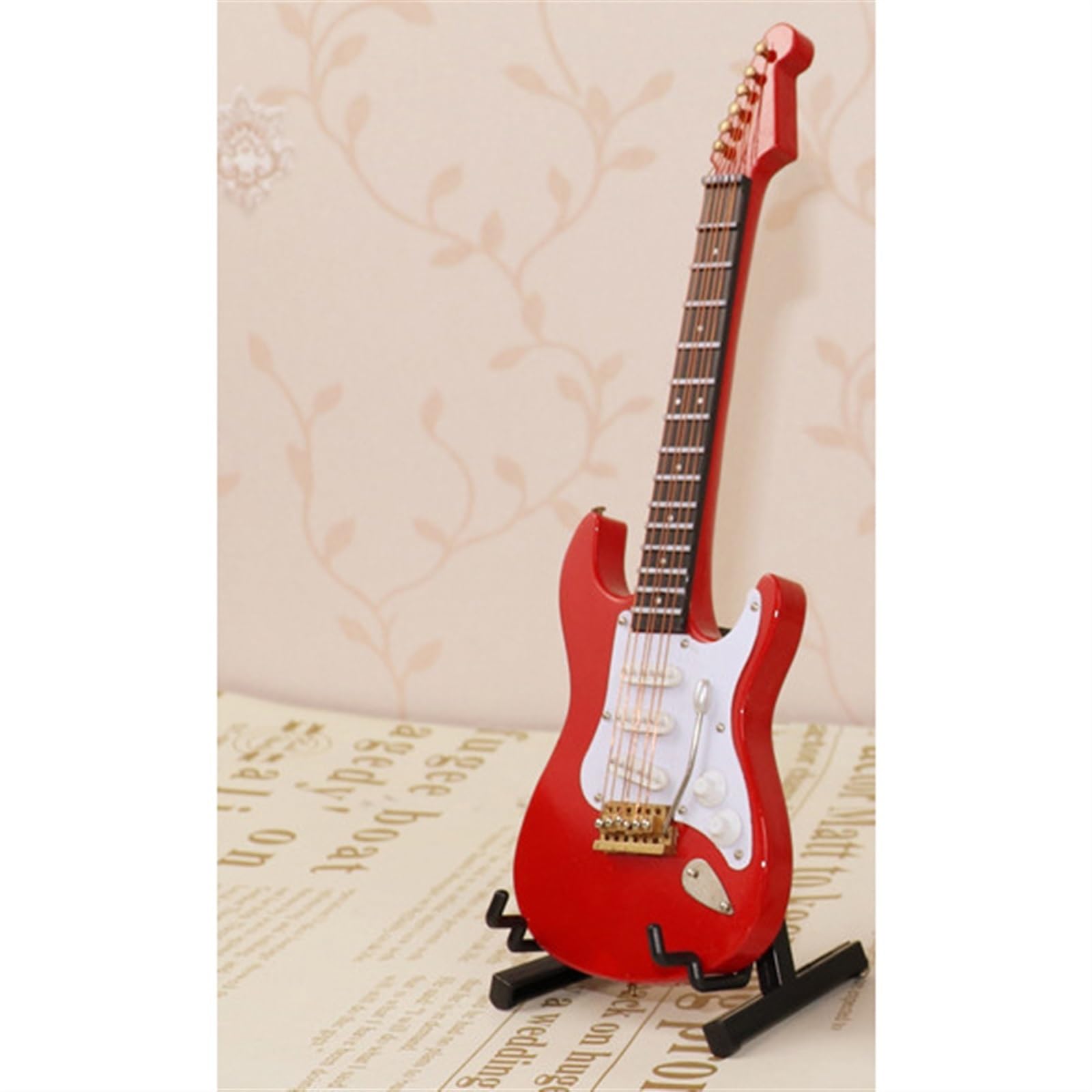 Mini Modelo de Instrumento Musical Adornos De Instrumentos Musicales Modelo Amante De La Música Mini Adornos De Guitarra Eléctrica De Madera Música(C18 cm)