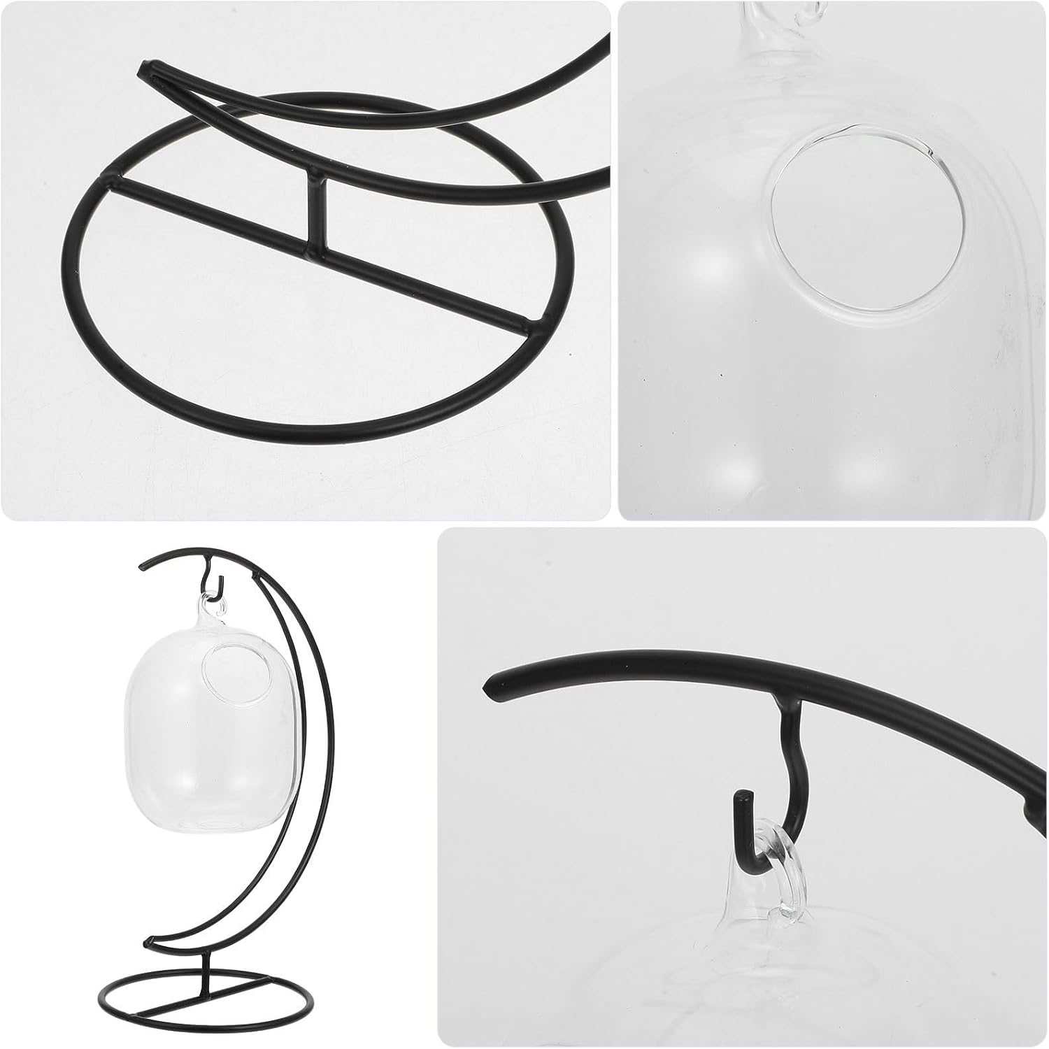 Cabilock Creative Cocktail Glass Bottle Glasses with Wrought Iron Stand, Clear Wine Beverage Hanging Rack, Bar Drink Cup ware for KTV Home Bar - Image 8