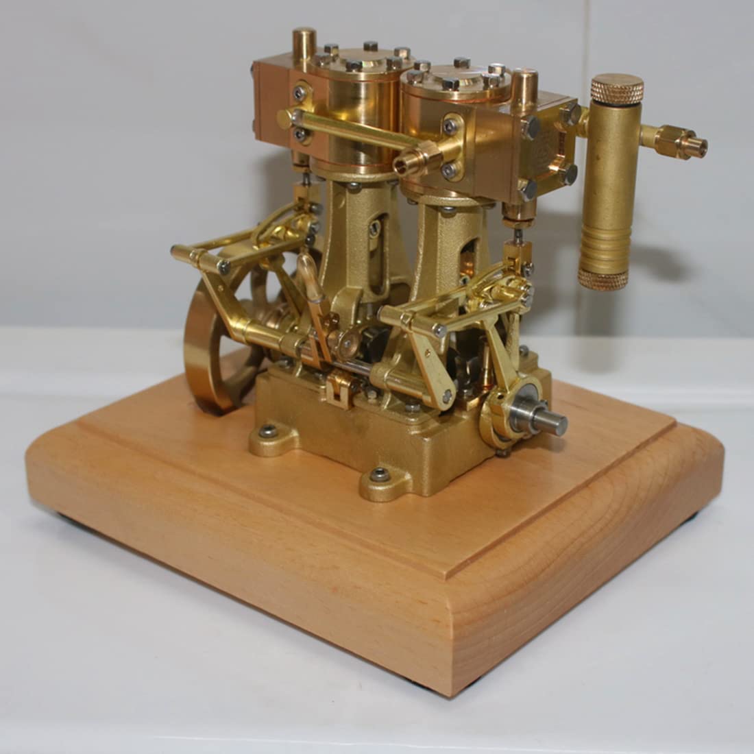 PizazzToy Dampfmaschine Bausatz Erwachsene, 3.7CC Mini-Retro-Vertikal-Doppelzylinder-Hubkolben-Doppelwirkungs-Dampfmaschinenmodell (Kessel nicht enthalten)