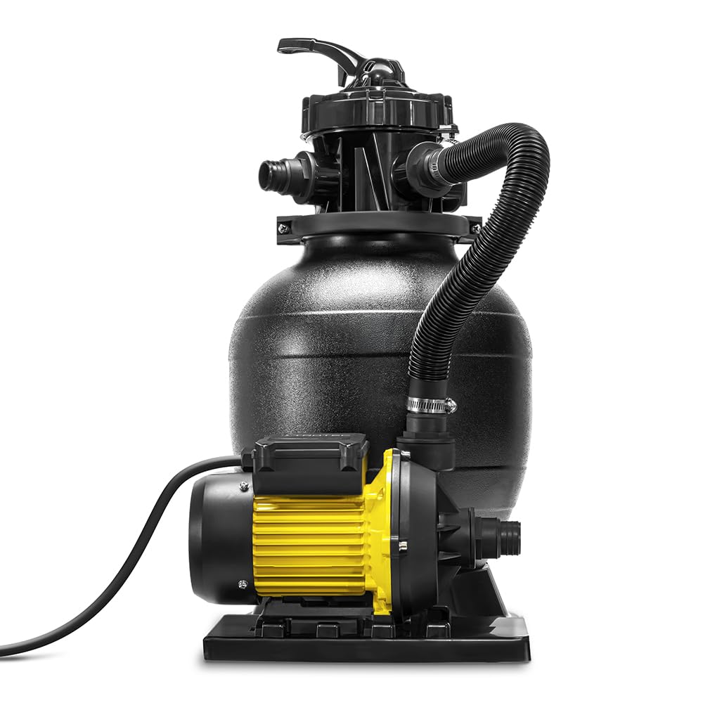 TROTEC Bomba de filtro de arena TSP 7900 E – Bomba de piscina con válvula de 7 vías, potencia de extracción de 7900 l/h, 250 W, para arena, vidrio filtrante y bolas de filtro, potente sistema de