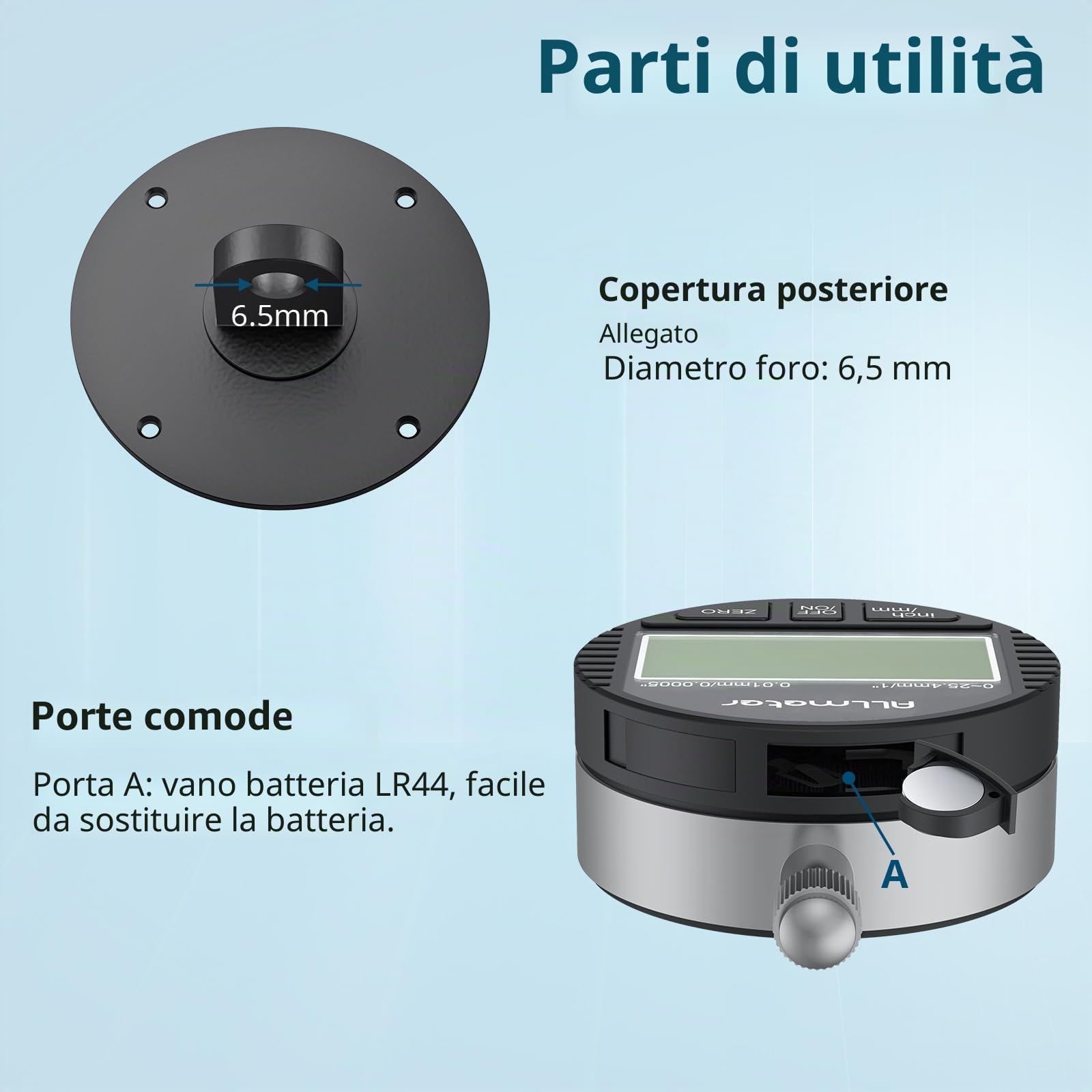 Comparatore Digitale 0.01mm/0.0005" per Sega da Banco con Barra in Alluminio CNC, Calibro di Allineamento Lama e Guida, Misuratore Precisione con Base Regolabile 13-18cm - Nero