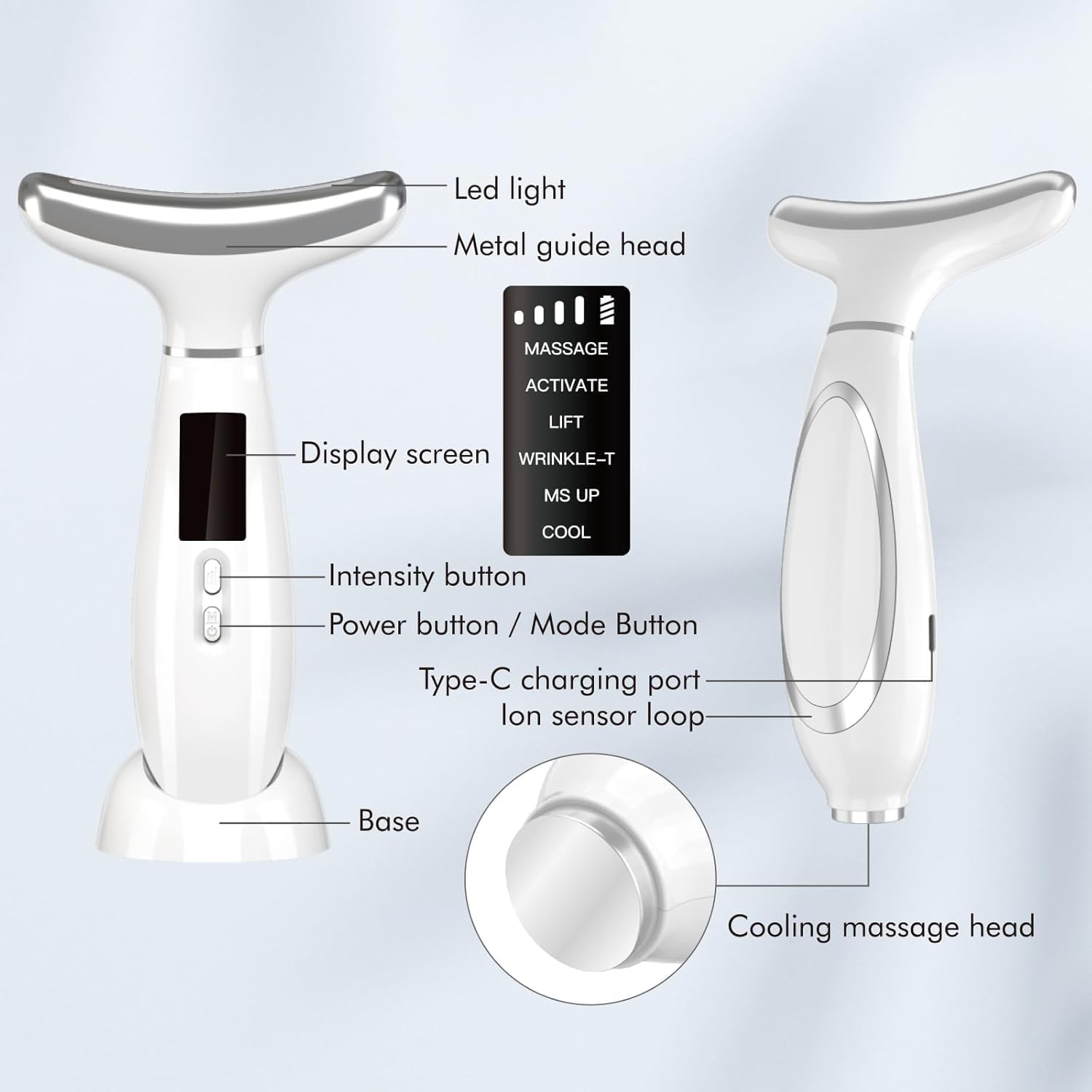 Red Light Therapy for Face, Facial Massager, Skin Care Device for Anti-Aging, at-Home, Lifting & Tightening Loose Skin (Pearl White)