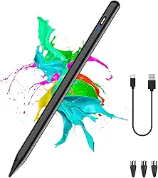 Stylus Pen for Android Tablet, POM Tip Tablet Pencil for iOS/Android,Rechargeable Active Stylus Pen for iPhone/Samsung/XiaoMi/Huawei/Vivo/Lenovo and Other Android Smartphones and Tablets-Black