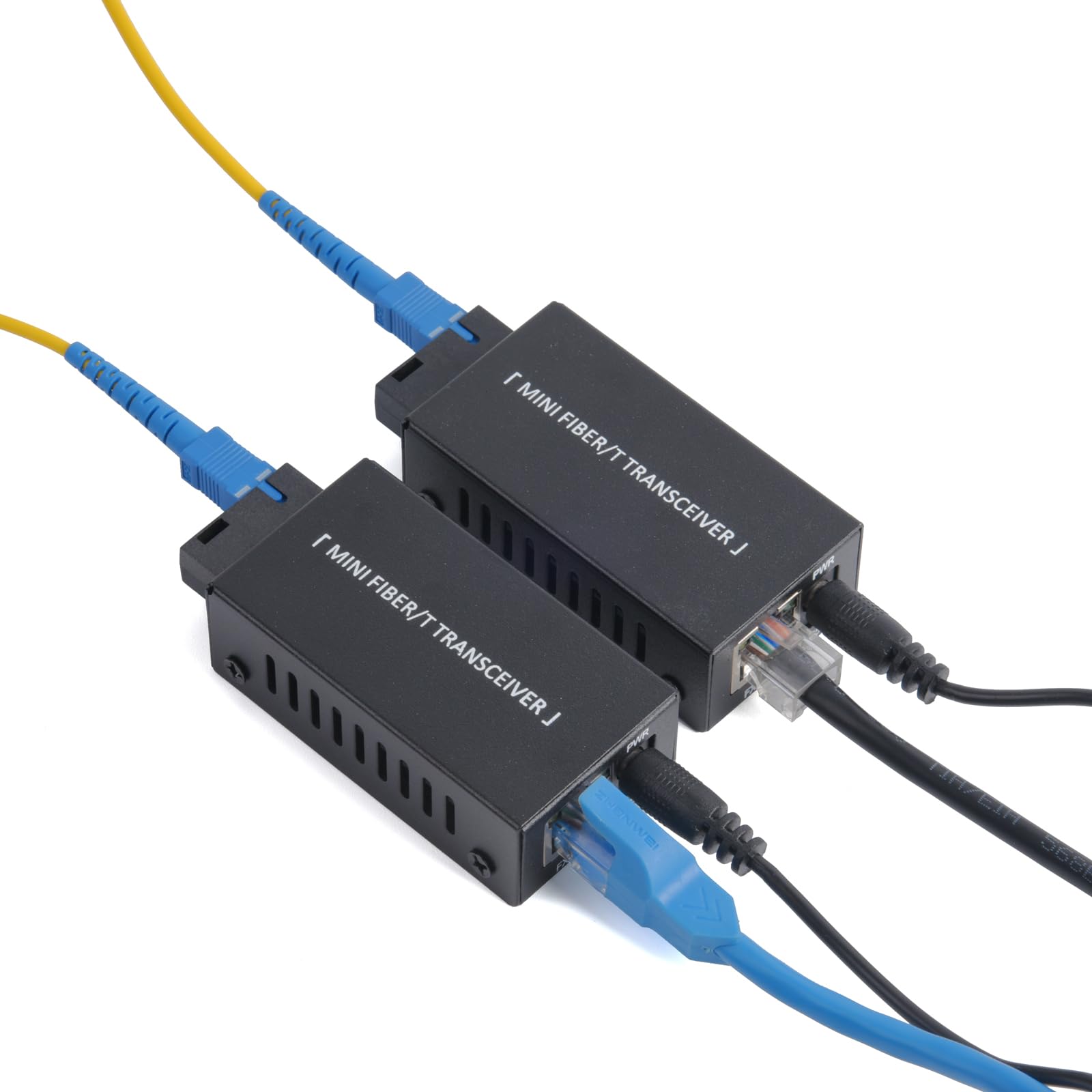 1 para mini Gigabit Fiber Optical Media Converter - 100/1000 Mbps Optic Transceiver SC to RJ45 Ethernet Switch, zasięg 20 km z zasilaczem
