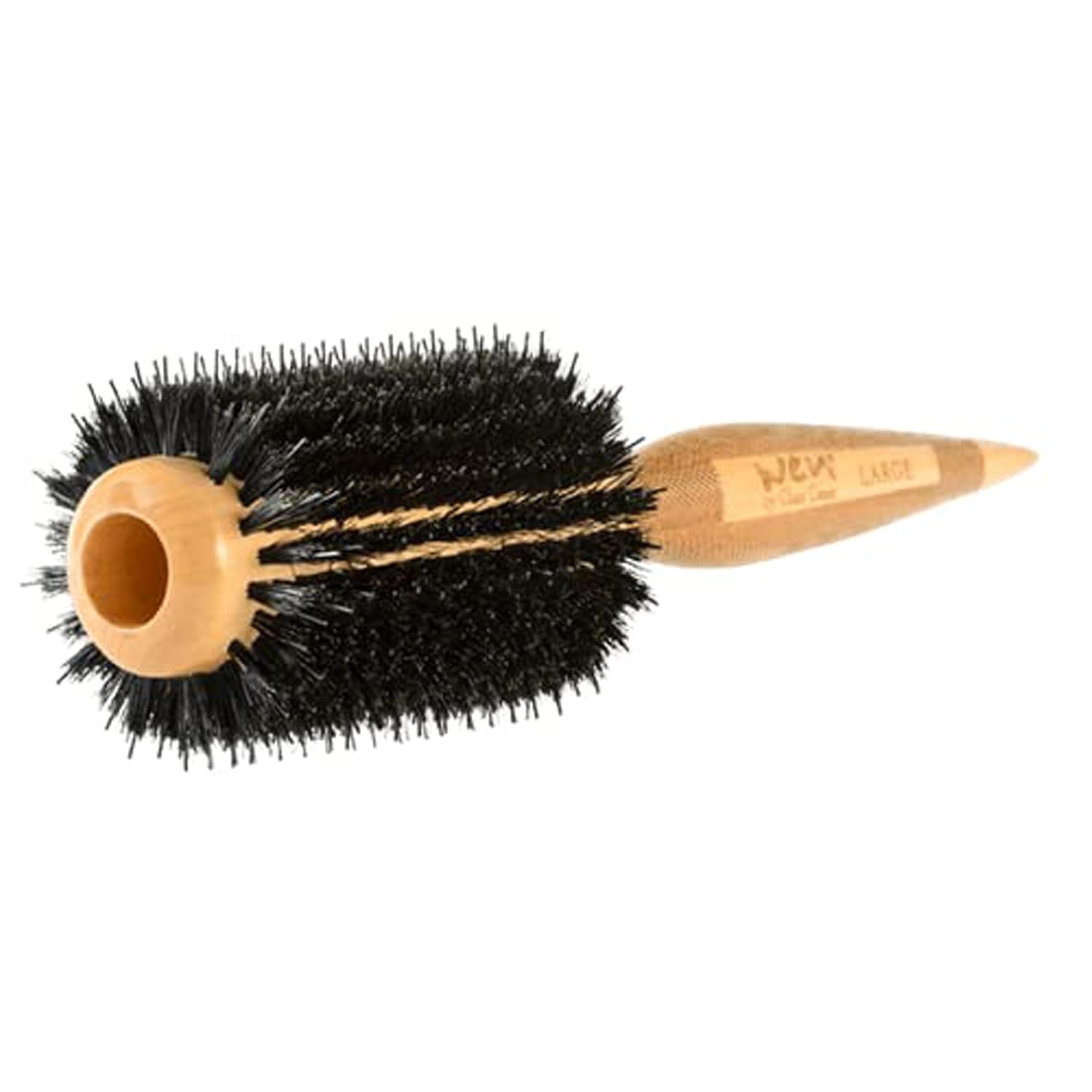 WEN by Chaz Dean Deluxe Boar Bristle Hair Brush Round - Wooden Round Brush For Blow Out & Blow Drying, for Women & Men, Great for Bangs, Styling Hairbrush, Nylon Bristles - Large