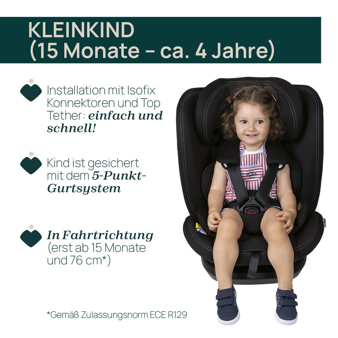 Chicco Fotelik Samochodowy Mokita i-Size, z systemem Isofix, dla dzieci od 76 do 150 cm, Od 15 Miesięcy, w Zestawie Materac Redukcyjny, Szary