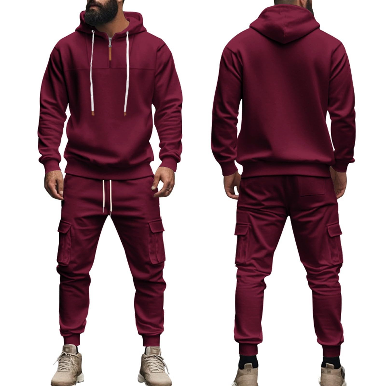Tuta cargo da uomo in pile con mezza zip