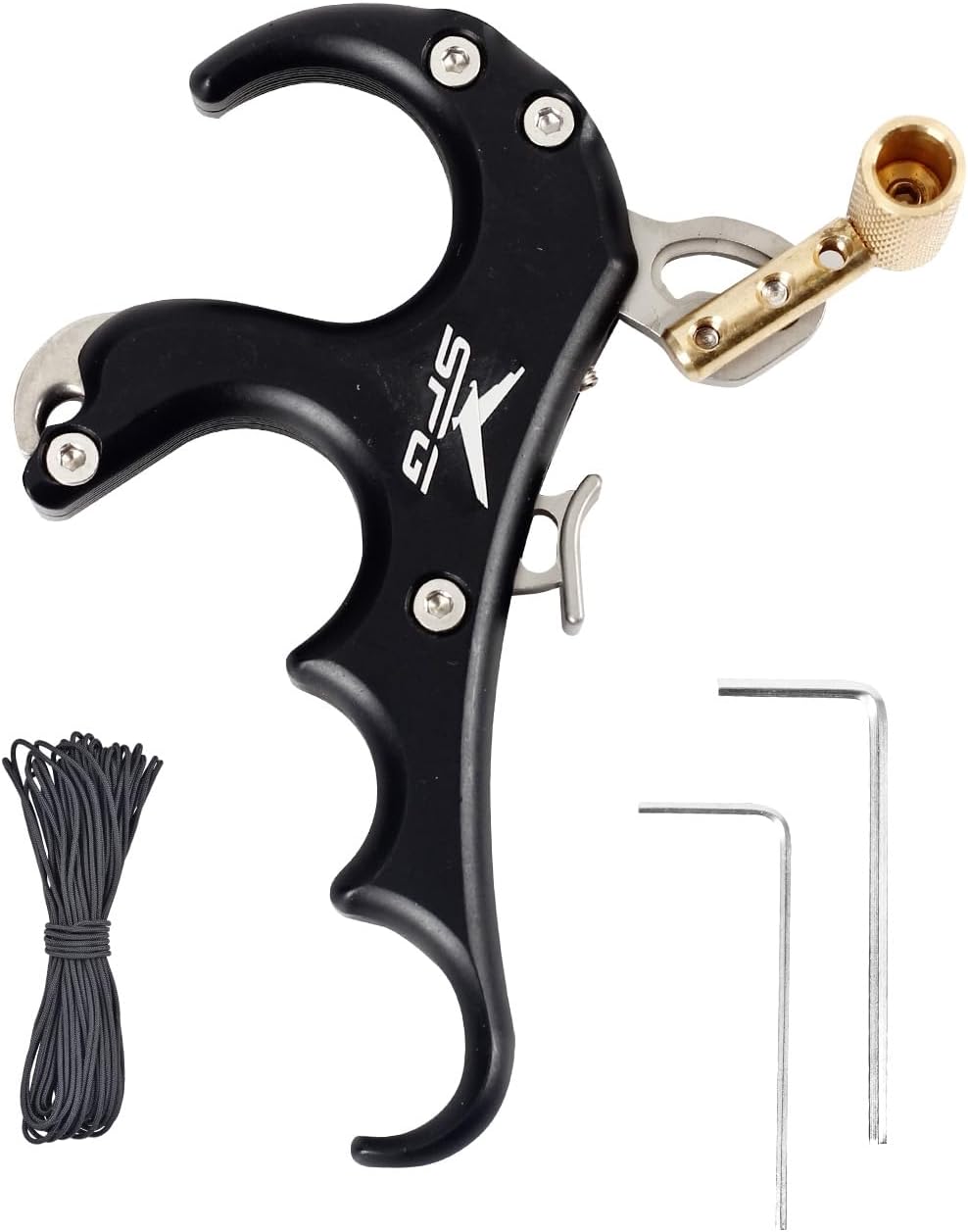 SPG Thumb Release for Compound Bow - Aluminum Alloy 4 Finger Bow Release with Allen Wrench Anti-Slip Frosted Texture Compound Bow Release