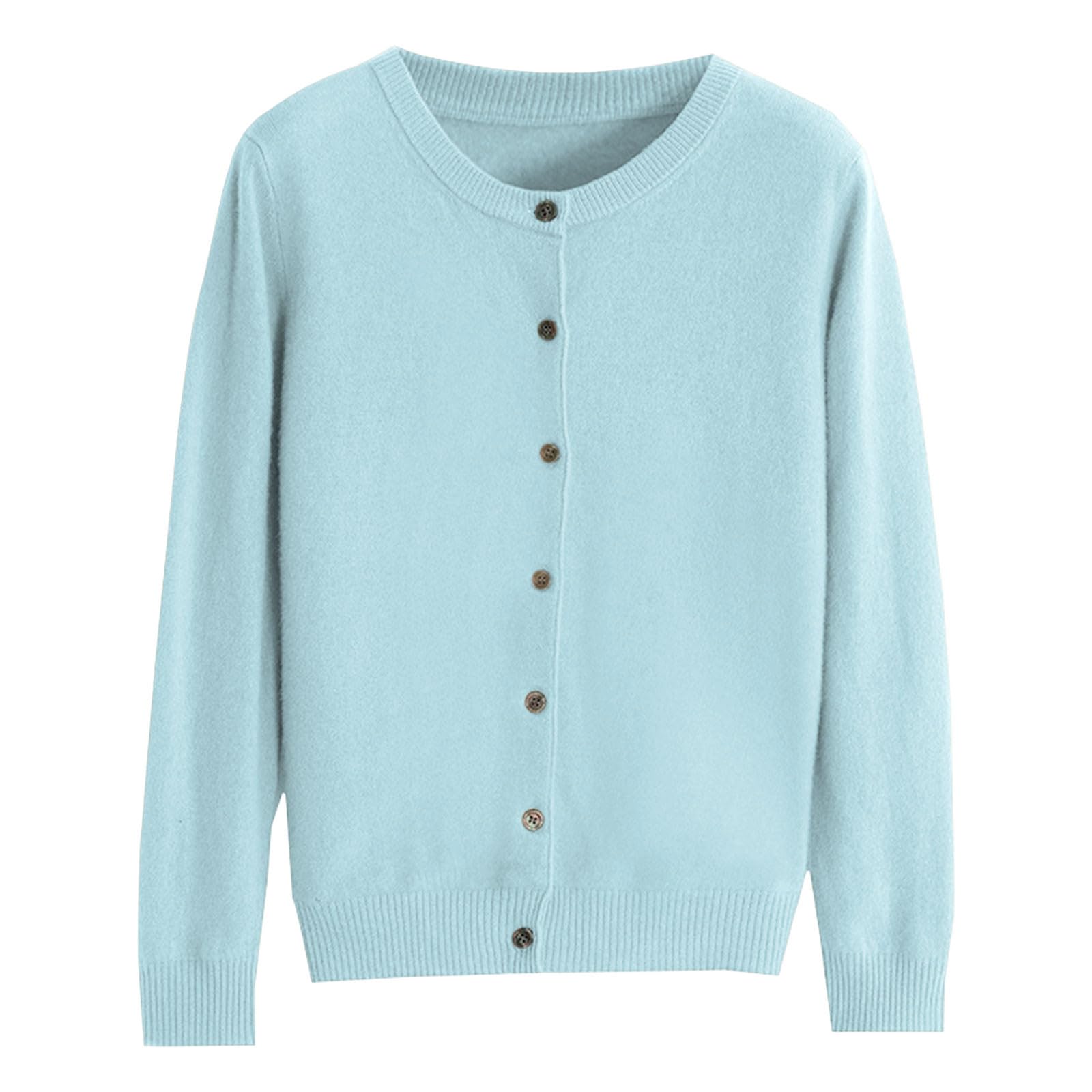 Generisch Cárdigan de cachemira para mujer, cárdigan ligero con botones, cárdigans para mujer, suéter de punto de manga larga, suéter de punto de otoño en color liso, chaqueta corta de manga larga