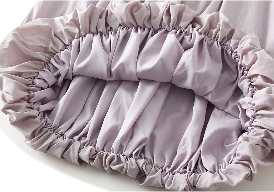 Femiserah Women's Elastic Waist A Line Midi Pompom Skirt Casual Lantern Skirt - Image 6