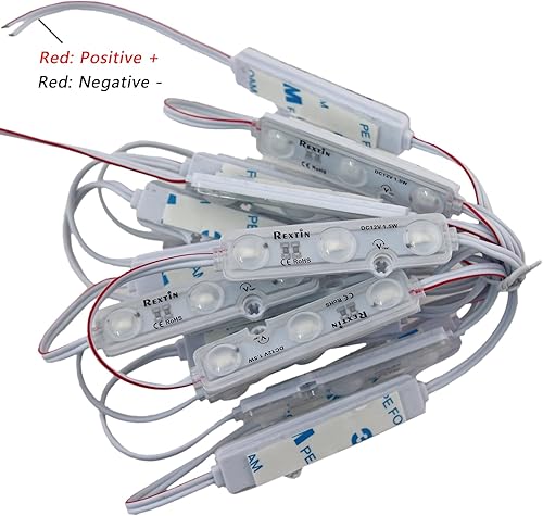 Miniatura 3 de REXTiN 200pcs 3 LED Módulo Super Bright Blue 5630 5730 SMD Luz decorativa impermeable para letreros de letras publicitarias con cinta adhesiva