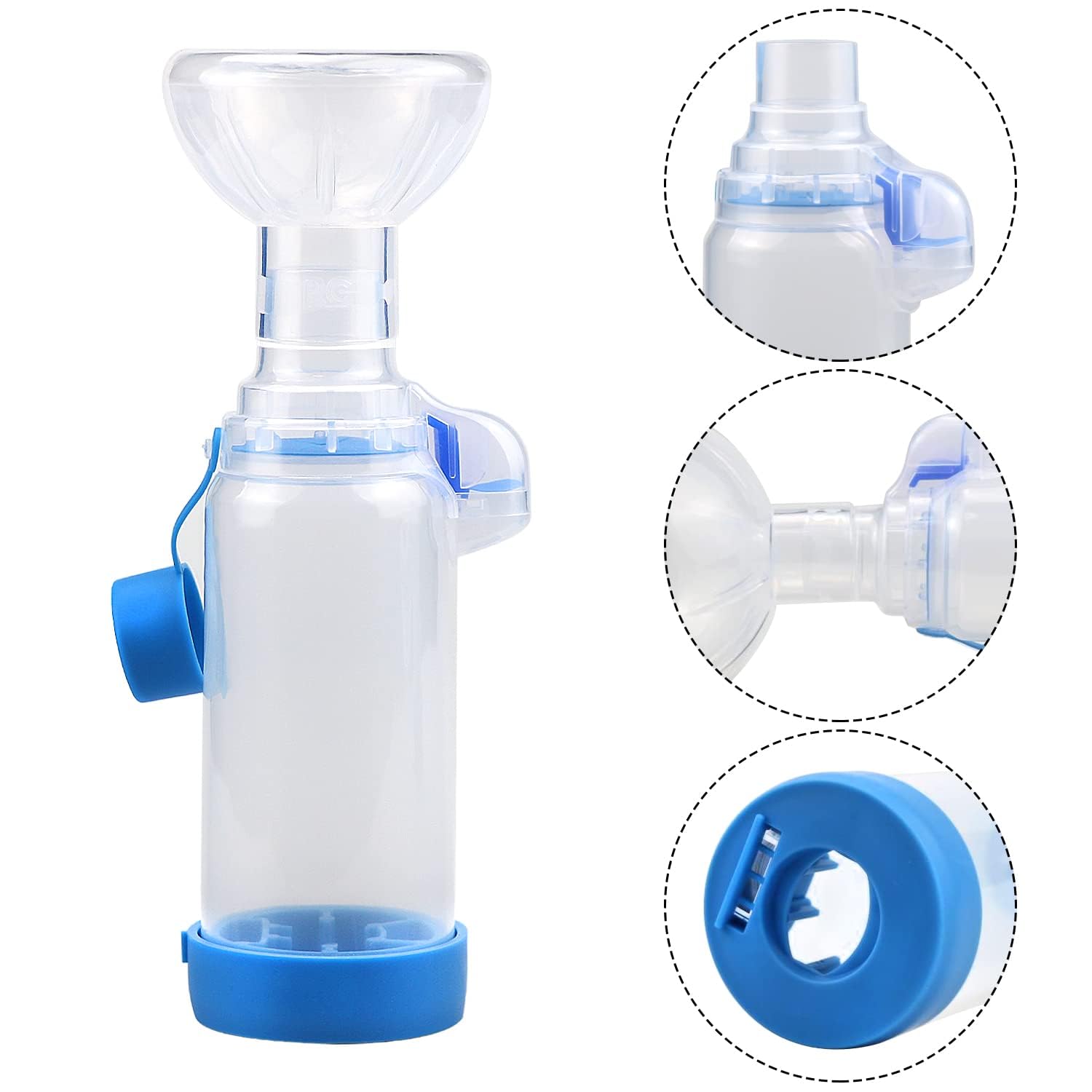Rurbeder Cámara de Aerosol para Mascotas,máscaras 2 tamaños, con indicador Flujo respiración, Compatible Cualquier MDI Mascotas, Ayudar a Las Mascotas Respirar y distribuir medicamentos inhalador gato — view 4