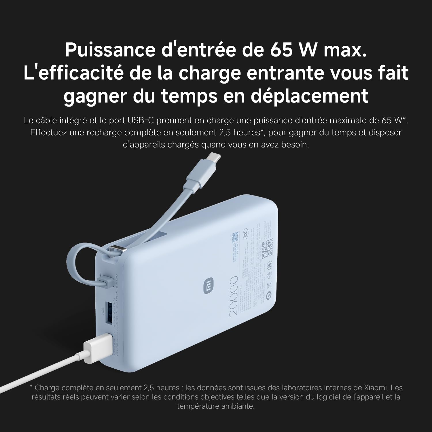 Xiaomi 67W Batterie Externe 20000mAh, Power Bank USB-C, Chargeur Portable