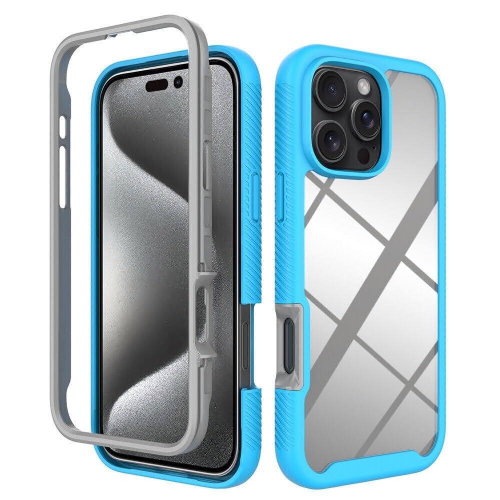 Housse iPhone 17 Pro bleu clair transparente pour le quotidien et les vidéos