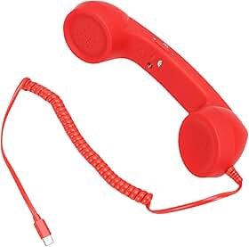 GOWENIC Aparelho Telefônico Retro Tipo C de Chamada Clara para Videoconferências Móveis, Chamadas, Reuniões, Plug and Play para Trabalho Em Home Office Material ABS (Vermelho)