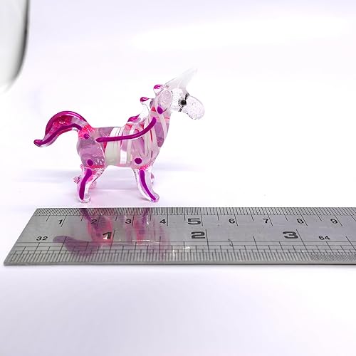 Miniatura 2 de Figuras pequeñas de unicornio, animales de lujo, arte de vidrio soplado a mano, regalo coleccionable para decoración del hogar (rosa y morado)